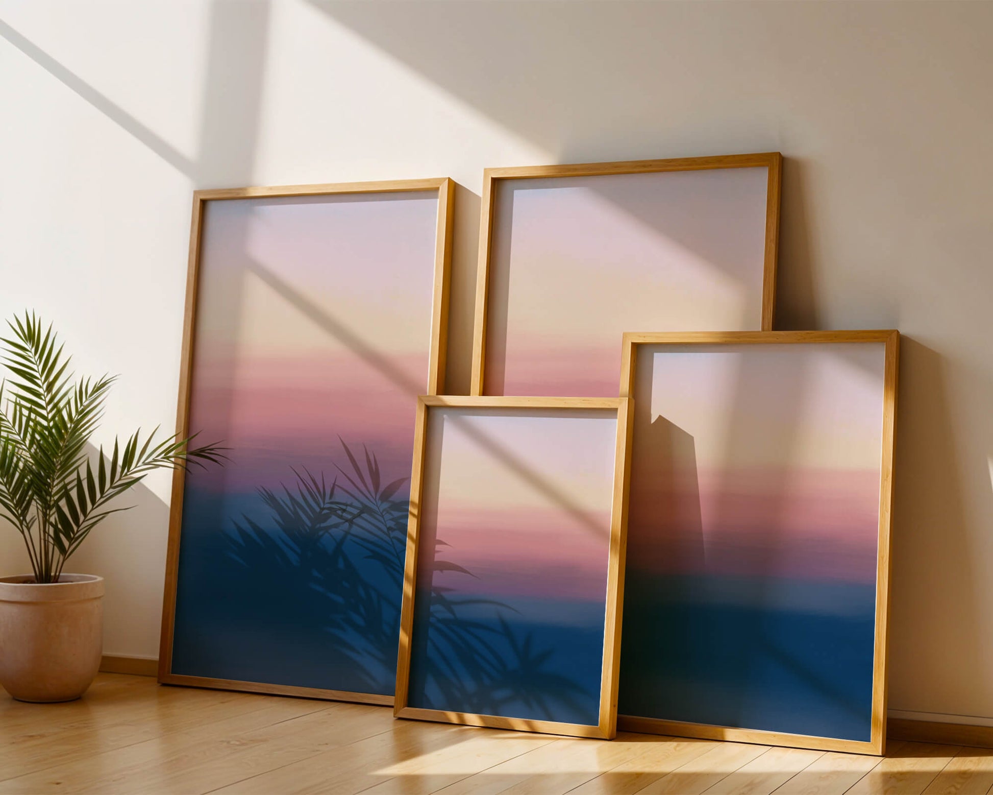 Atardecer abstracto y tranquilo sobre el océano con cielo degradado