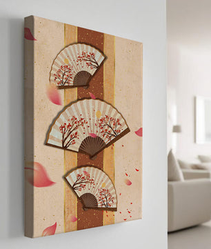 Elegant Japanese Fans with Cherry Blossom Design on Textured Background - Mi tienda