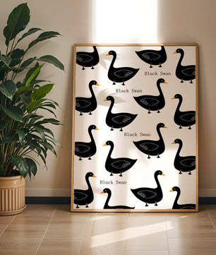 Seamless bird pattern with minimalist design and bold accents