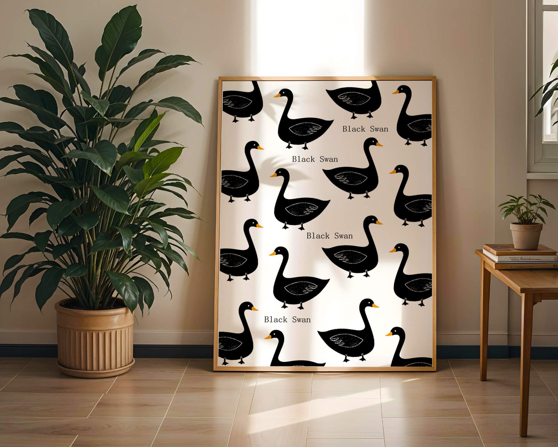 Seamless bird pattern with minimalist design and bold accents