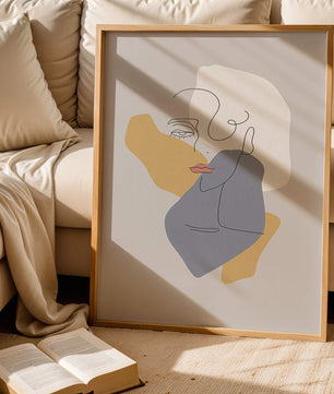 Abstract Line Art Portrait with Neutral Shapes - Mi tienda