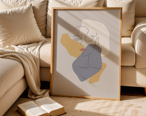 Abstract Line Art Portrait with Neutral Shapes - Mi tienda
