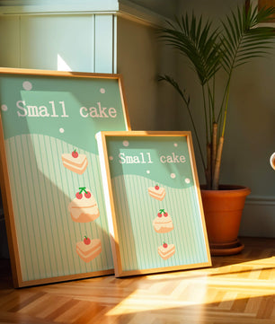 Charming illustration of small cakes with cherries