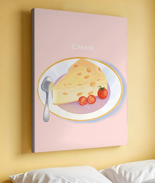 Plate with Cheese and Tomatoes on Pink Background
