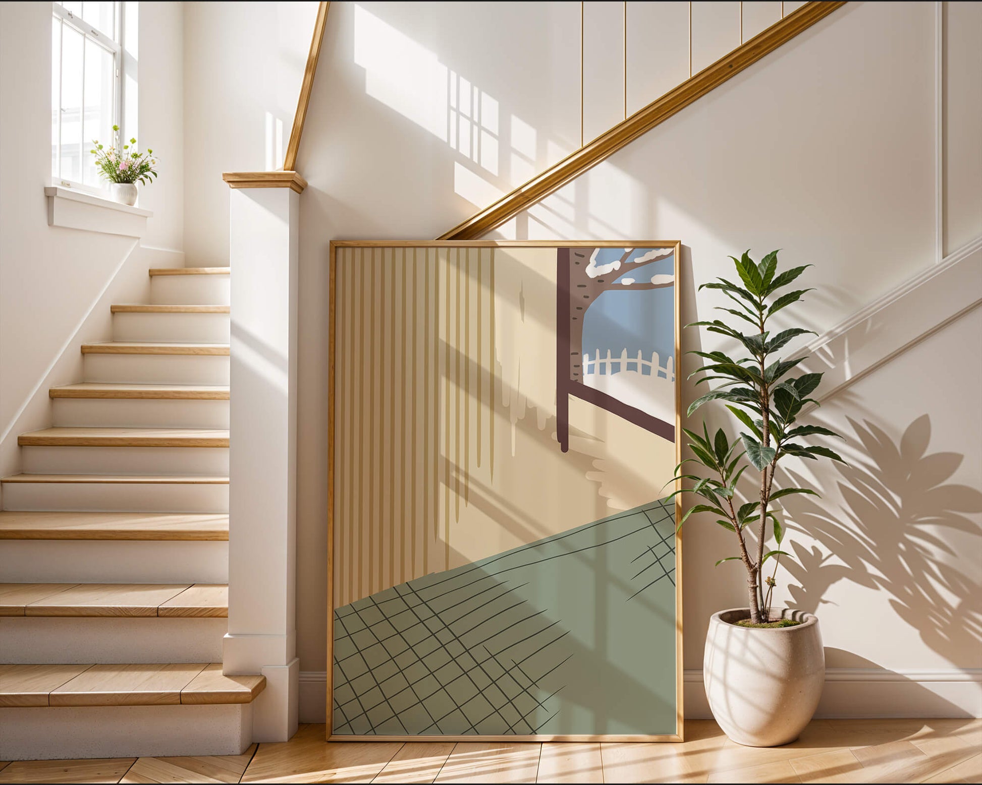 Interior Scene with Winter View Through a Window