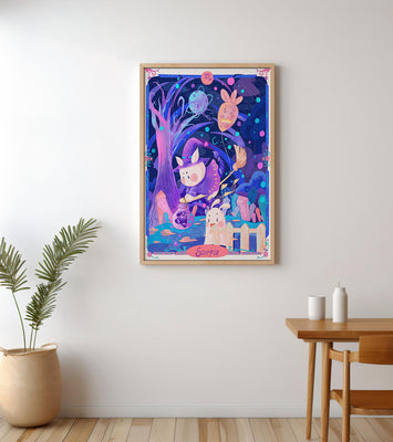 Whimsical zodiac scorpio scene with a magical theme
