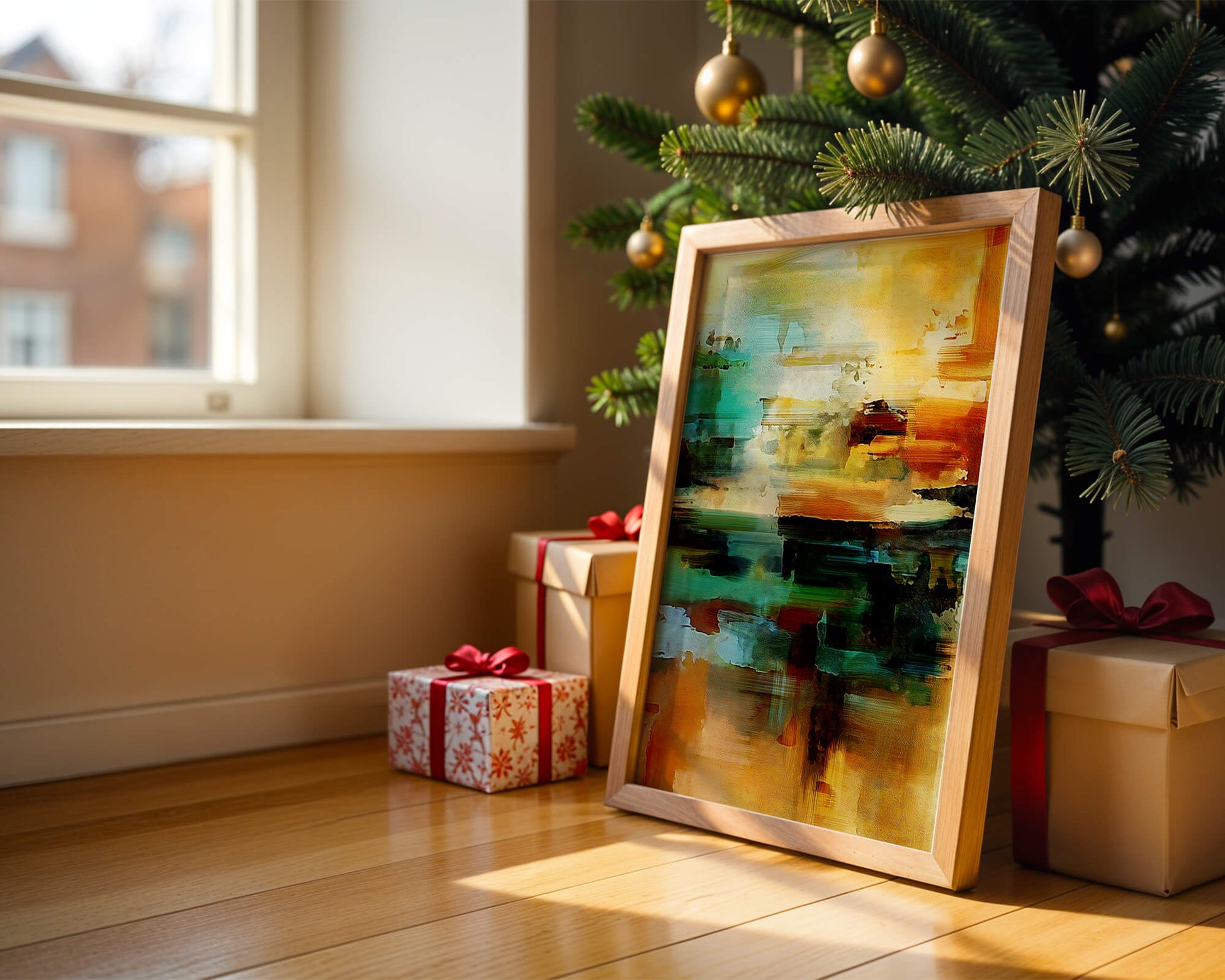 Abstract Landscape with Vivid Colors and Dynamic Brushstrokes