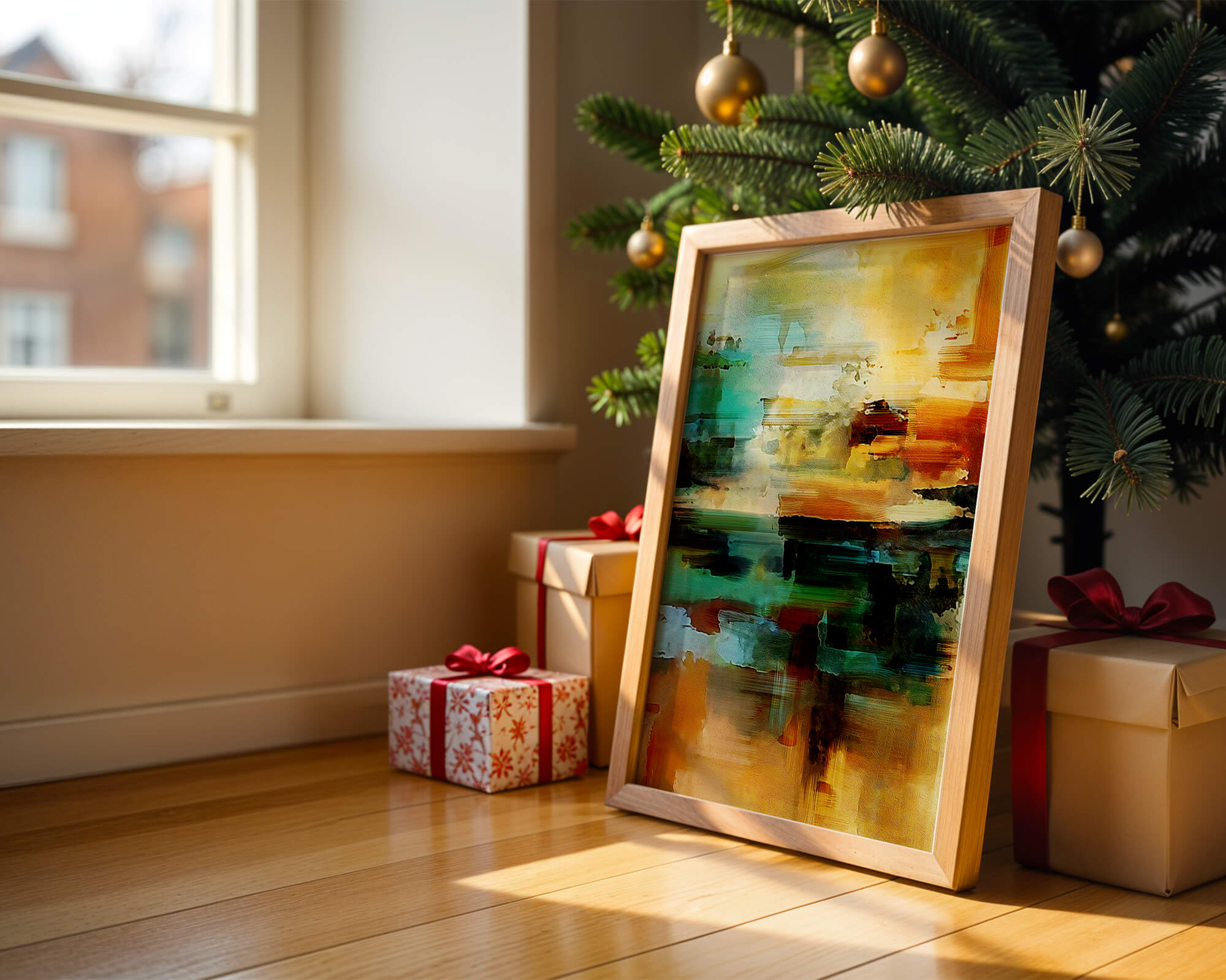 Abstract Landscape with Vivid Colors and Dynamic Brushstrokes