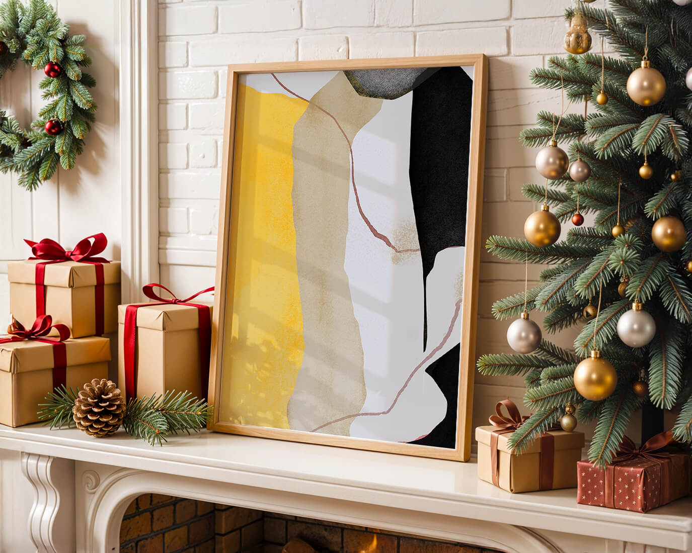 Abstract Composition with Geometric Shapes and Earth Tones