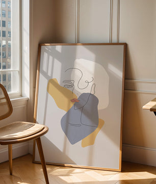 Abstract Line Art Portrait with Neutral Shapes - Mi tienda