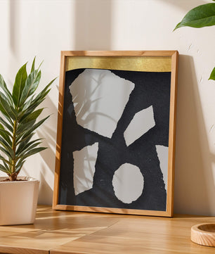 Abstract geometric design with golden accents and stone texture