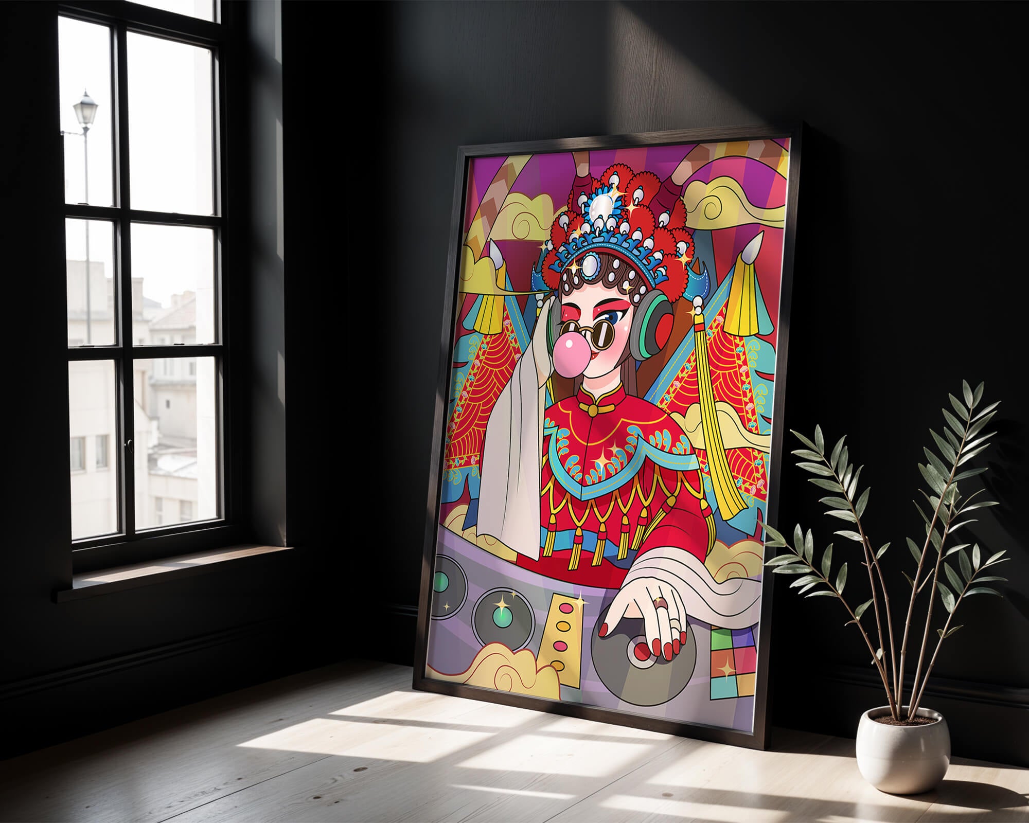 Vibrant DJ illustration combining traditional and modern elements