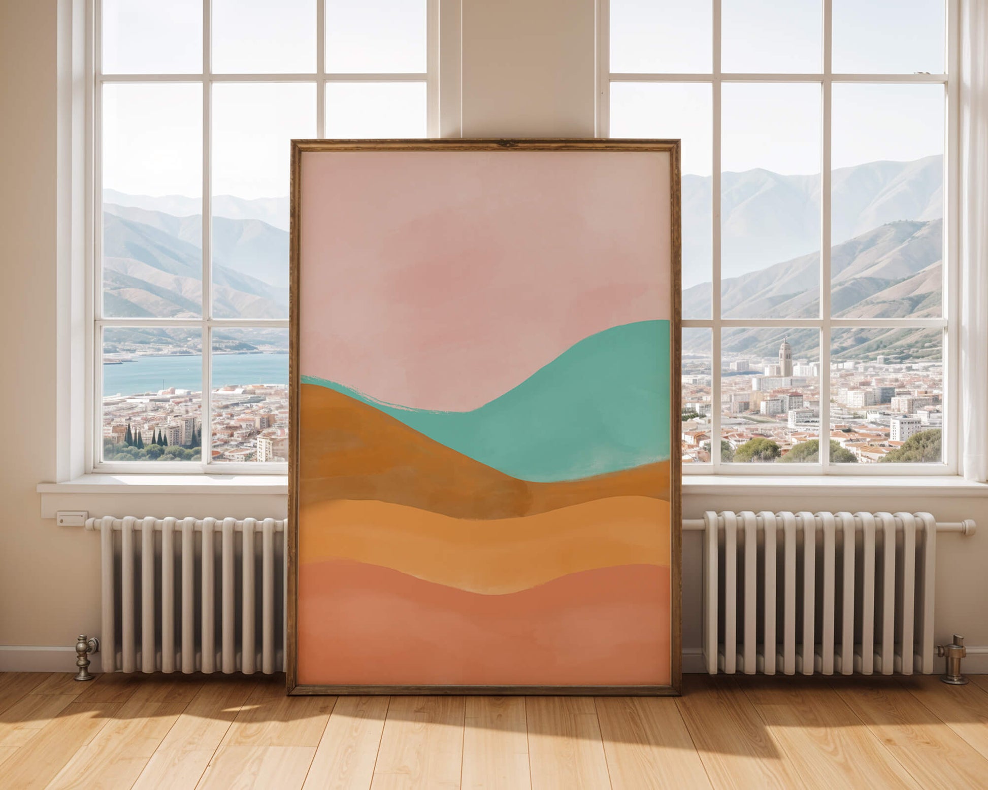 Abstract Landscape with Soft Colors and Flowing Hills