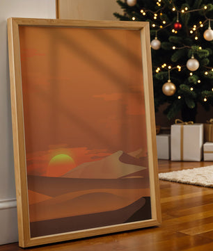 Sunset in Desert with Rolling Sand Dunes and Vibrant Orange Sky - Mi tienda