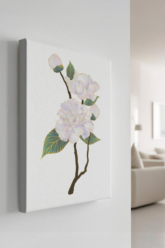 Delicate blooming flowers with lush leaves in elegant design