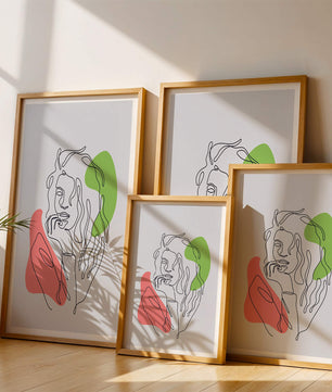 Modern Line Art Portrait With Abstract Shapes
