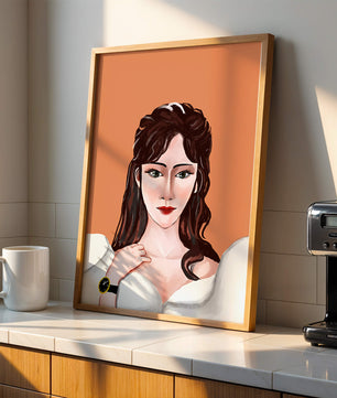 Retrato de una mujer con peinado elegante y reloj dorado