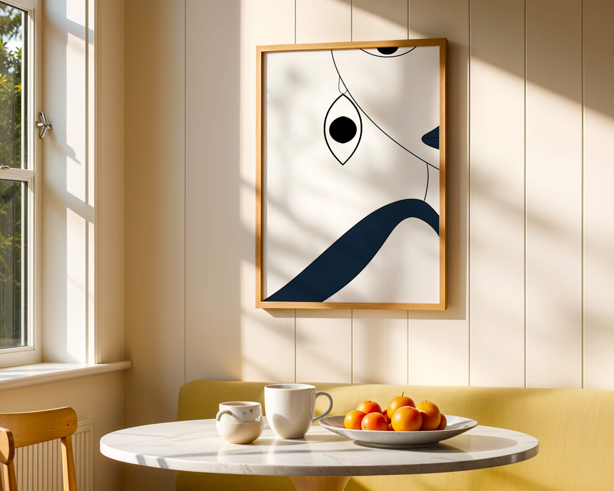 Abstract Minimalist Art with Geometric Shapes and Earring Detail - Mi tienda