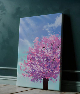 Árbol de cerezo en un entorno celestial sereno