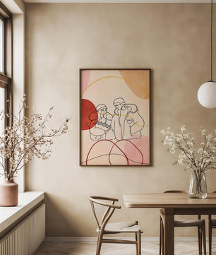 Romantic Illustration of Couple in Winter Fashion with Abstract Patterns - Mi tienda
