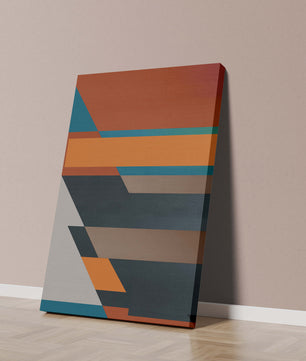 Arte abstracto geométrico con colores llamativos y formas dinámicas