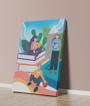 Illustration éducative d’enfants s’adonnant à la lecture de livres