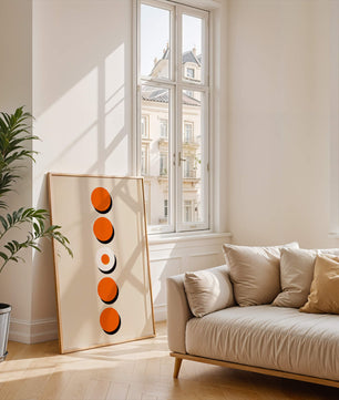 Vertical Arrangement of Orange and White Circles with Shadows on a Light Background - Mi tienda