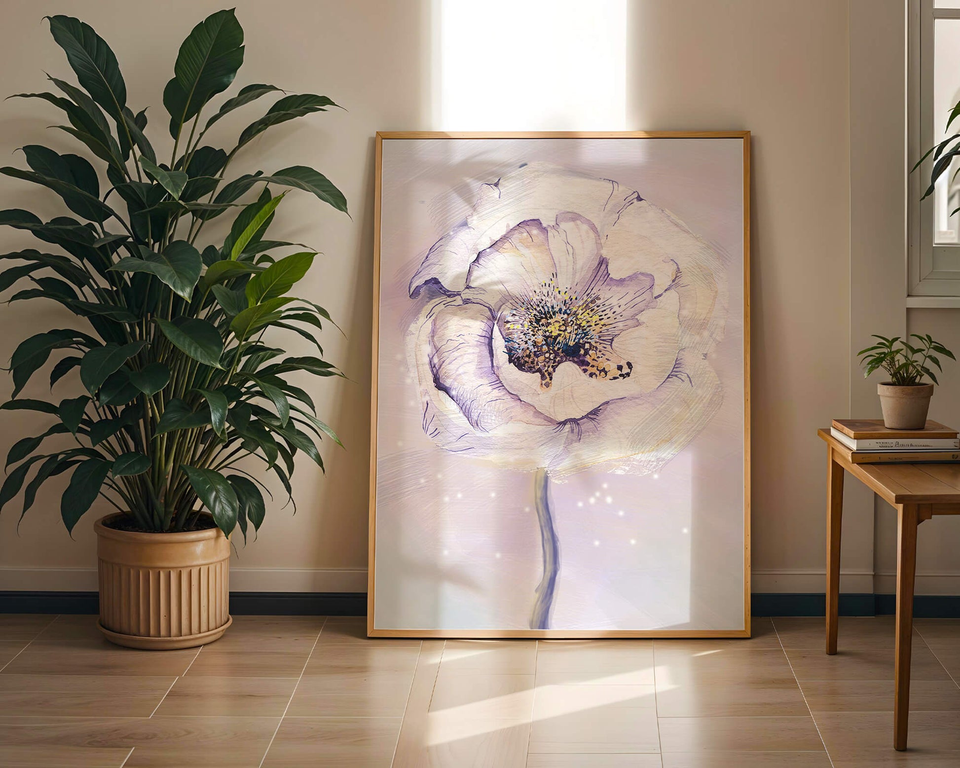 Elegant watercolor flower illustration with delicate pastel tones