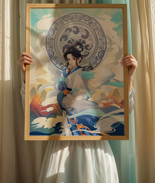 Elegantly Dressed Woman with Traditional Chinese Backdrop
