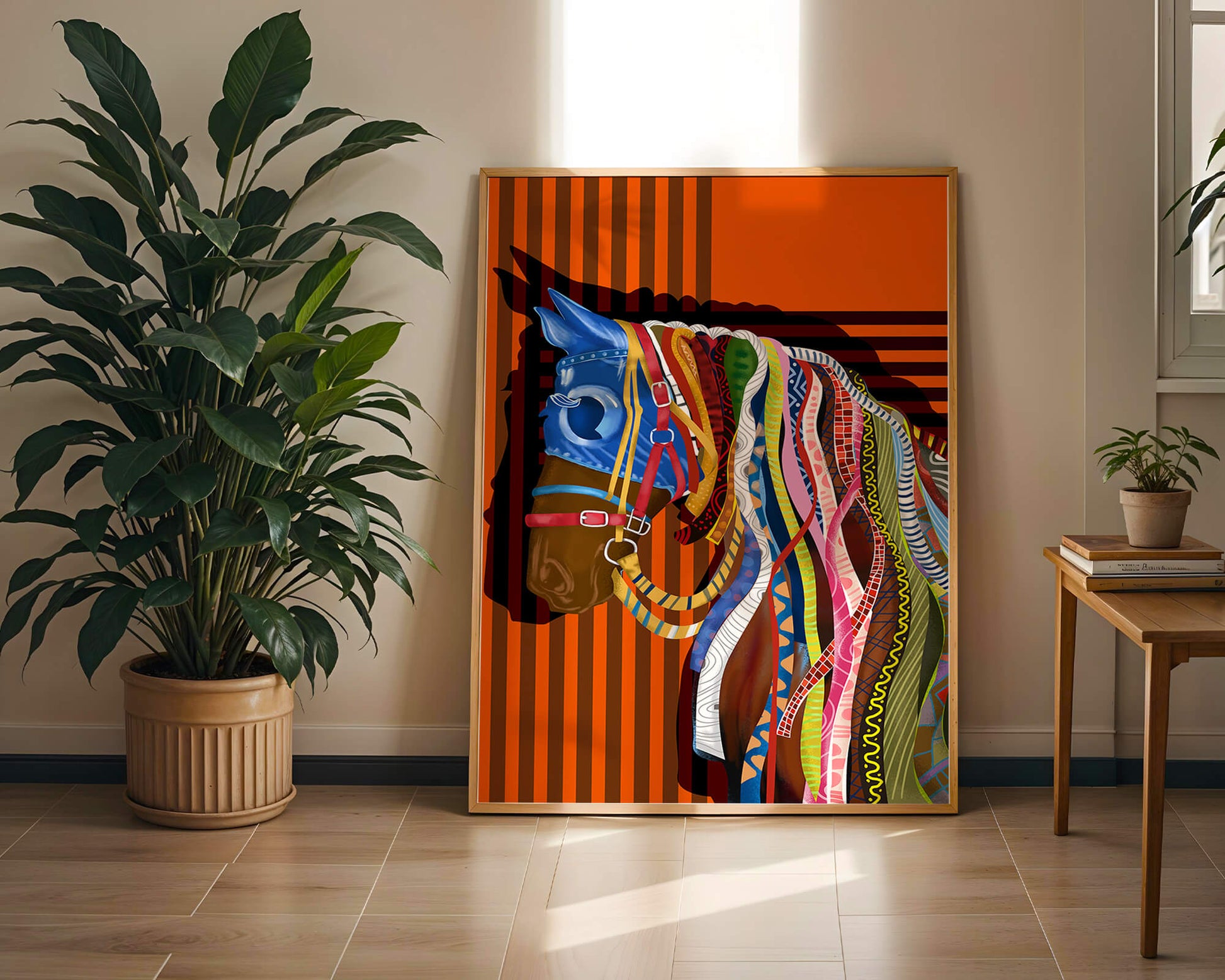 Colorful abstract horse art with intricate patterns