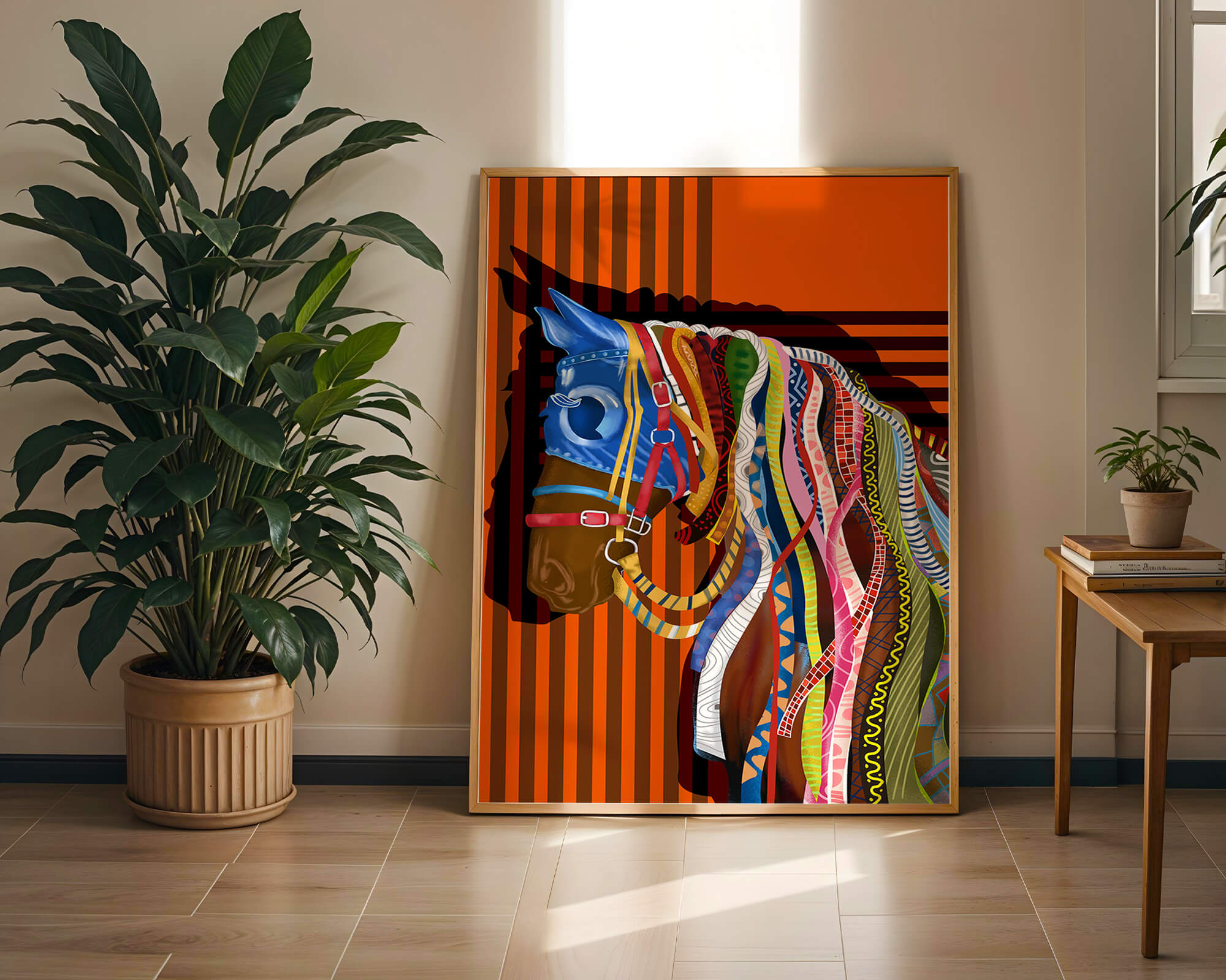 Colorful abstract horse art with intricate patterns