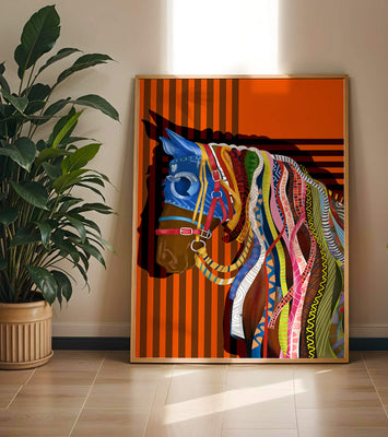Colorful abstract horse art with intricate patterns