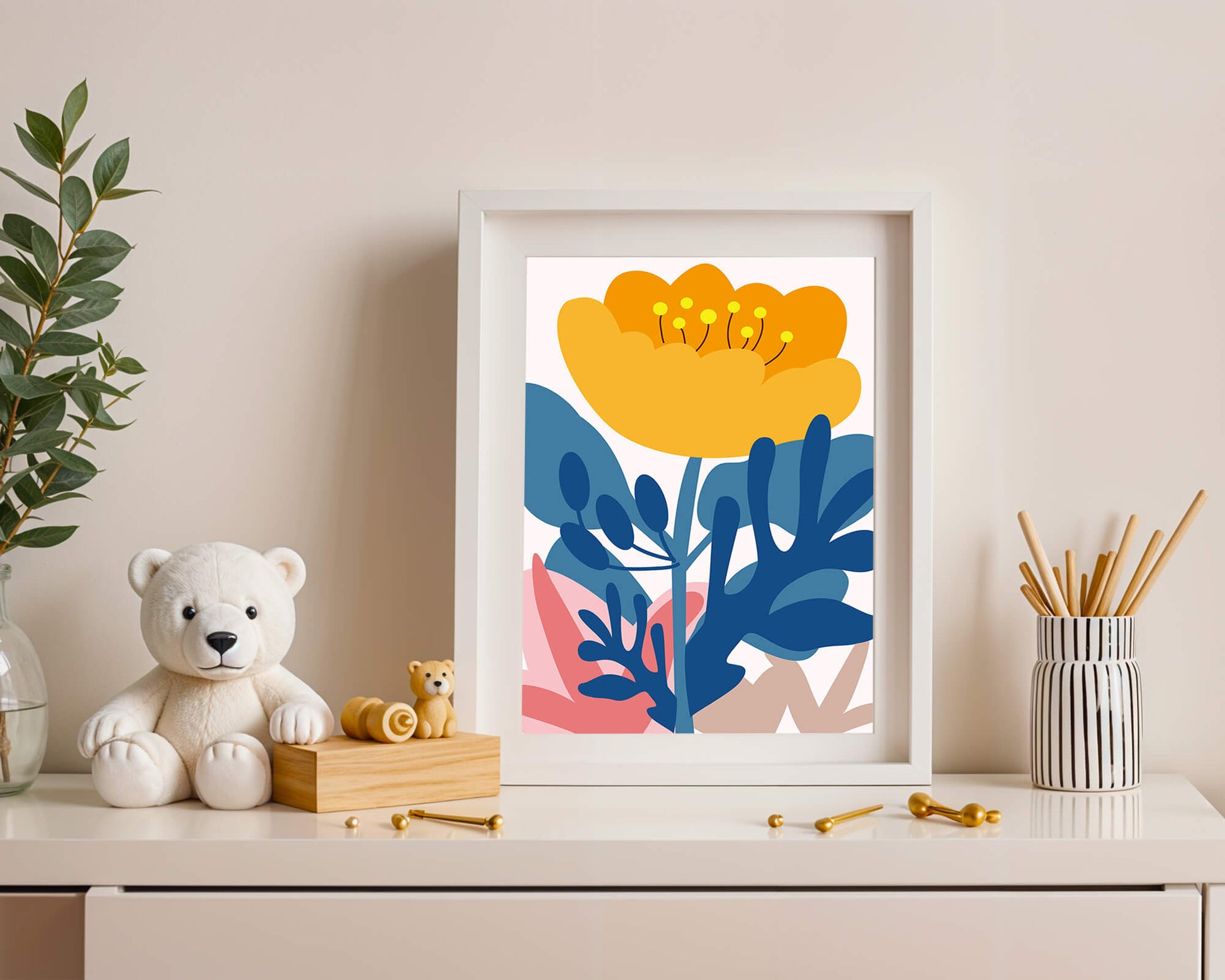 Illustration florale abstraite colorée au design botanique moderne