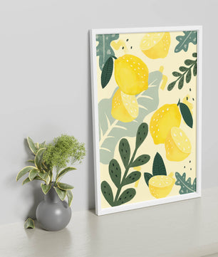 Vibrant lemon and leaf pattern design for home decor