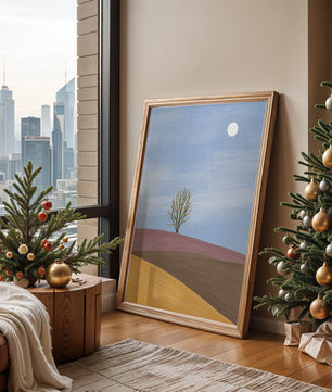 Serene Landscape with Lone Tree and Elegant Horizon