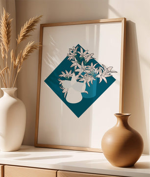 Modern Floral Design with Geometric Elements