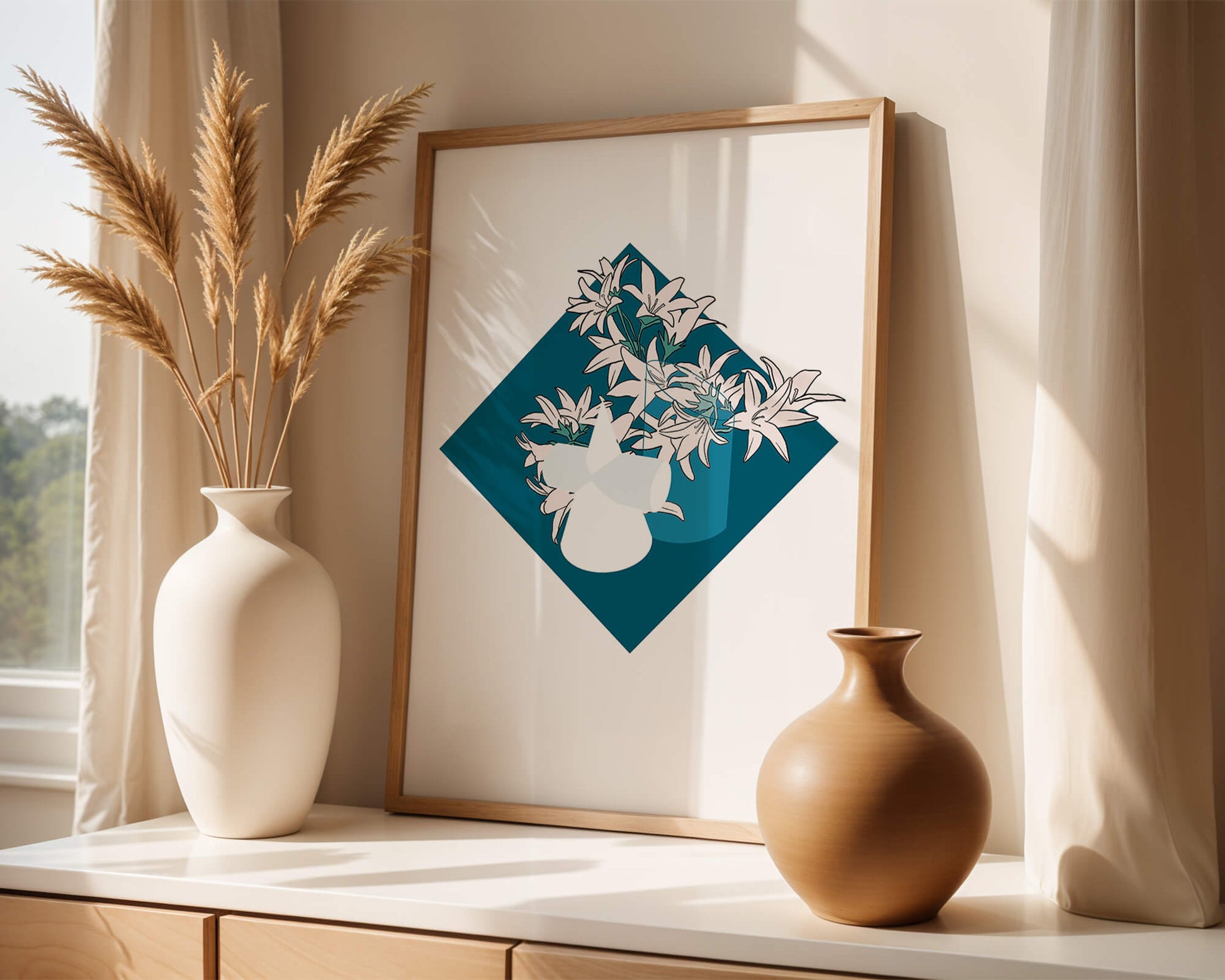 Modern Floral Design with Geometric Elements