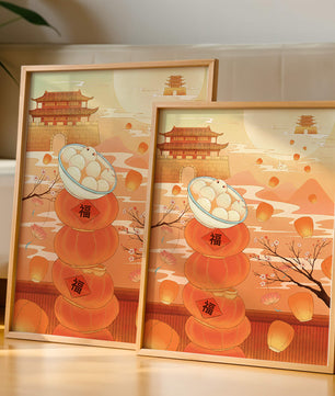Scène de festival traditionnel chinois avec des lanternes et des raviolis
