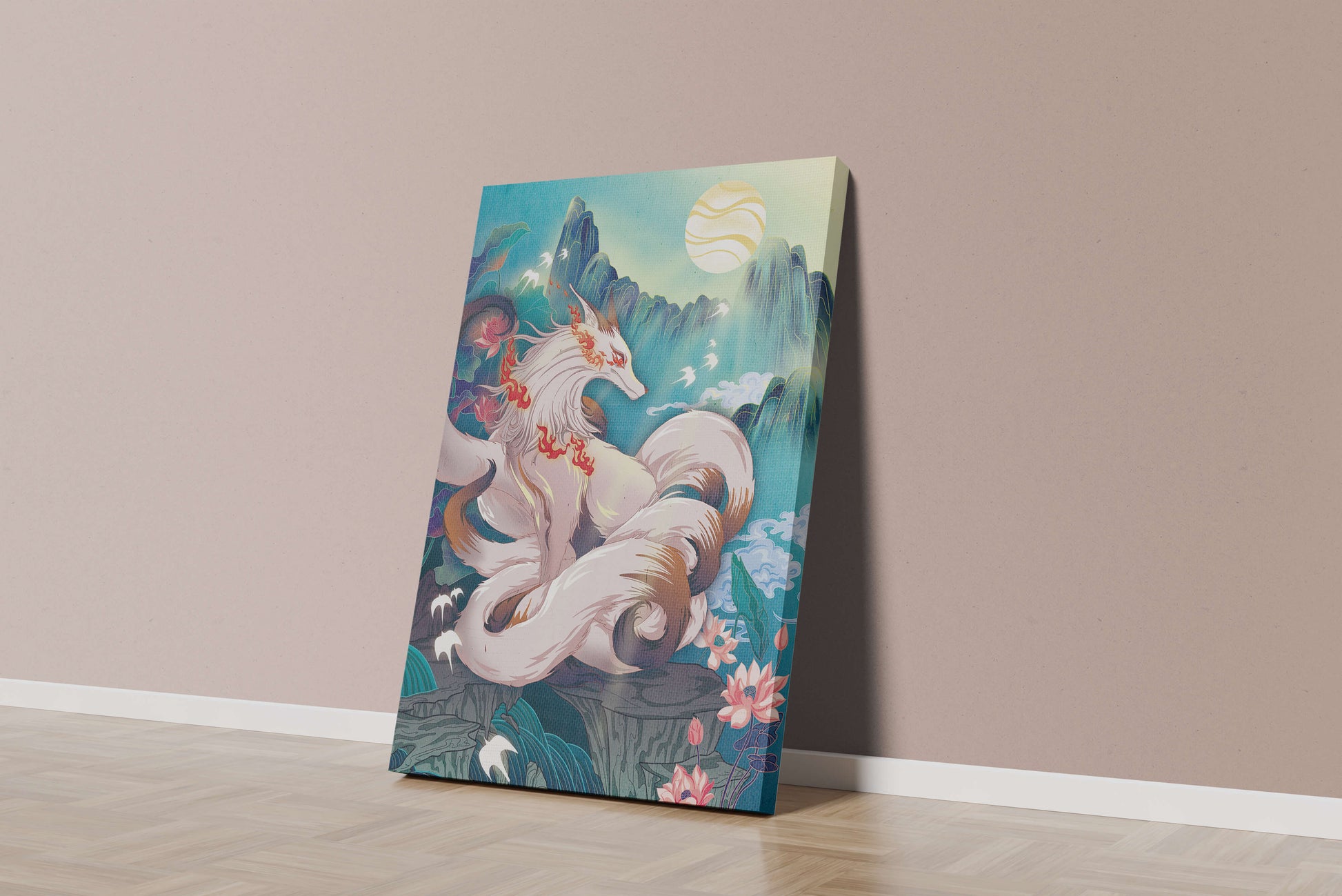 狐妖在充满生机的幻想景观中
