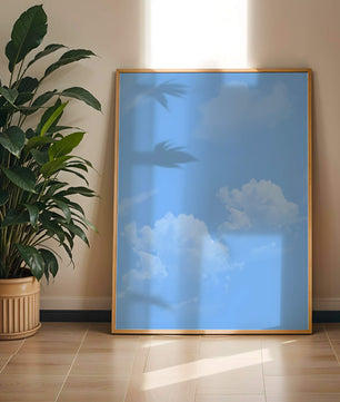 Cielo azul brillante con nubes blancas esponjosas