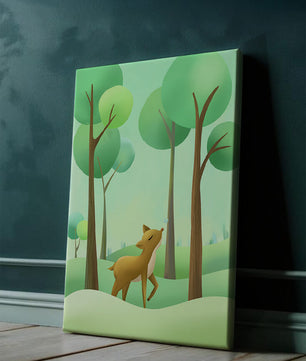 Gentle Deer and Butterfly in a Lush Forest Setting