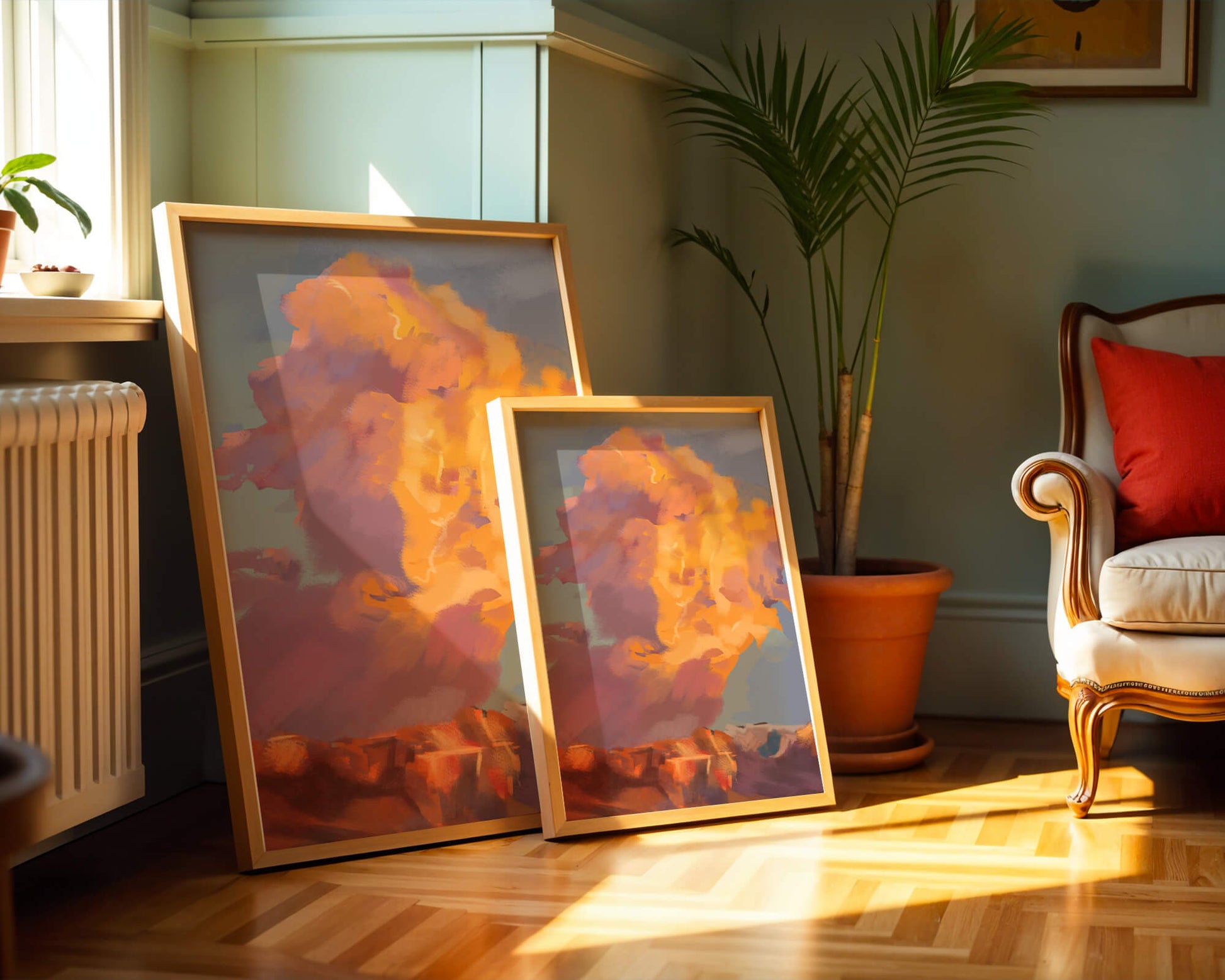 Vibrant sunset with dramatic clouds and rich colors