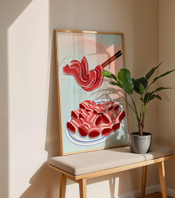Delicious raw meat slices on plate with chopsticks in background
