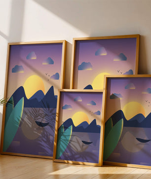 Coucher de soleil serein sur les montagnes avec reflet tranquille sur le lac