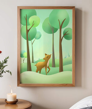 Gentle Deer and Butterfly in a Lush Forest Setting
