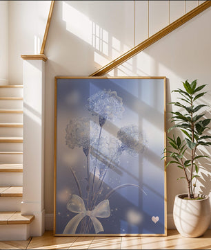 Carnations With Sparkles And Ribbon On Blue Background - Mi tienda