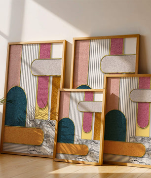 Abstract Geometric Art with Gold Accents