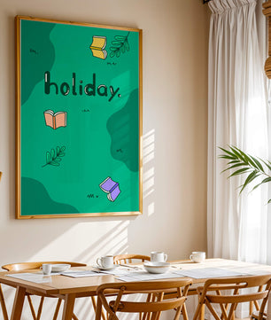 Diseño temático de vacaciones colorido con libros y hojas