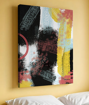 Abstract brush stroke art with vibrant colors on textured background