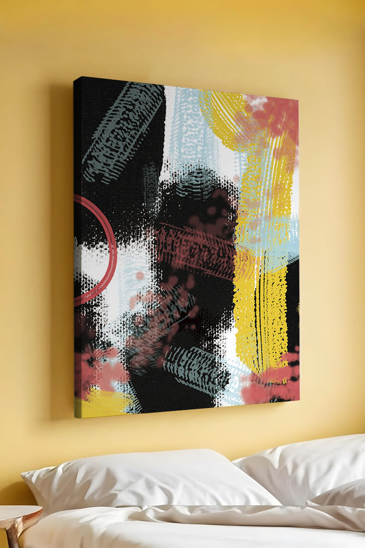 Abstract brush stroke art with vibrant colors on textured background